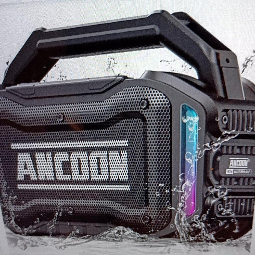 NWB/ANCOON / Portable, Bluetooth, Wireless, Waterproof, Black, Speaker With Bass